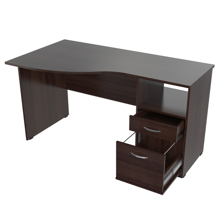 Inval Curved Top Desk 55.21 in. W Espresso Rectangular 2 -Drawer with File Storage ES-2203